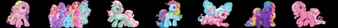 barrinha de pôneis coloridos pixel art